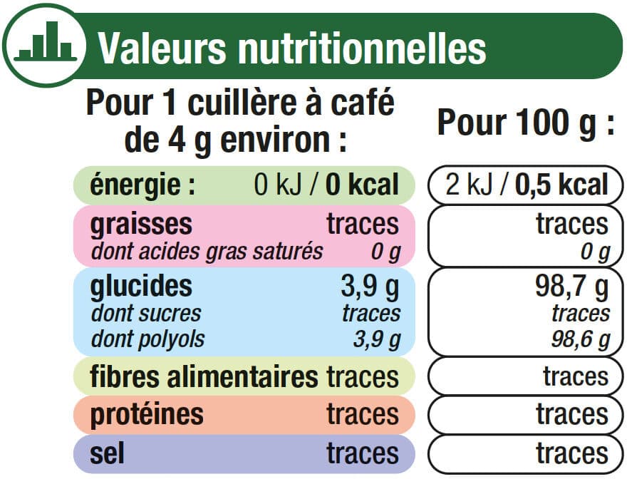 U Extrait de stévia en poudre cristallisée boîte de 250g packshot