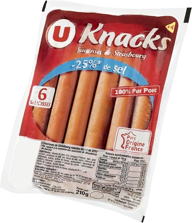 U Saucisses de Strasbourg taux sel réduit packshot