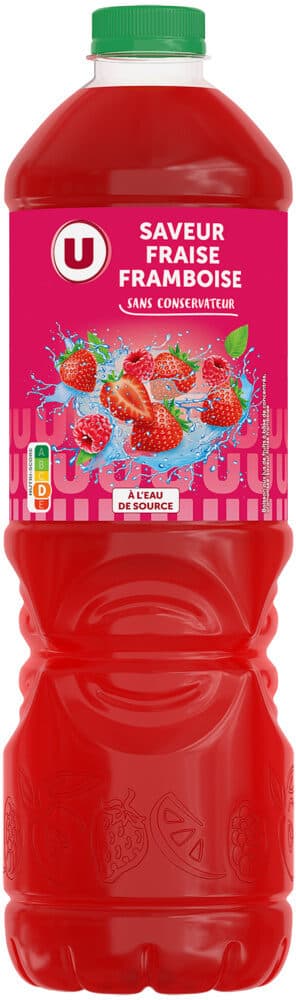 U Boisson aux jus à base de concentrés aromatisée fraise framboise 2L packshot