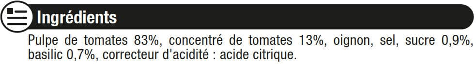 U Pulpe de Tomates spécial mijotés au basilic paquet de 390g packshot