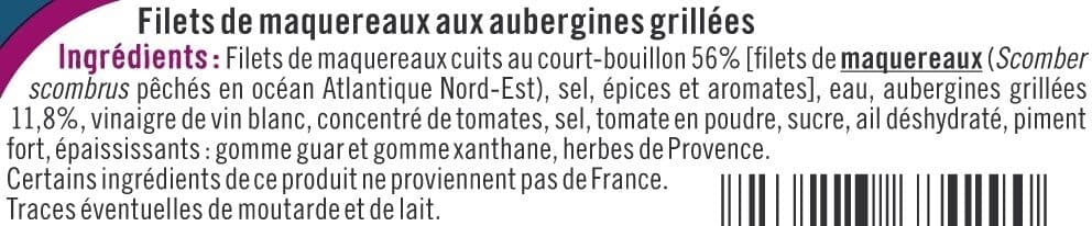 U Filets de maquereaux aux aubergines grillées et au piment packshot