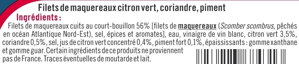 U Filets de maquereaux au piment, citron vert et coriandre 169g packshot