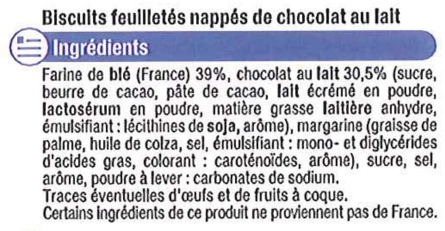 U Palmier nappé au chocolat au lait paquet de 110g packshot
