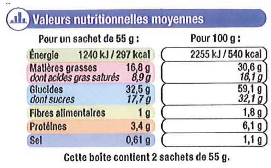 U Palmier nappé au chocolat au lait paquet de 110g packshot