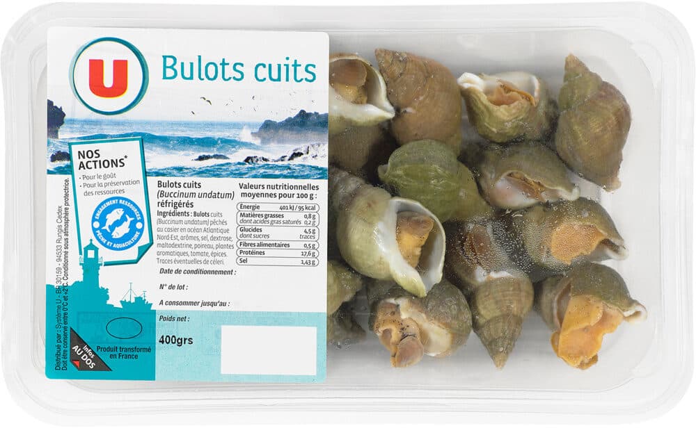 U Bulots cuits, pêchés en Atlantique Nord-Est packshot