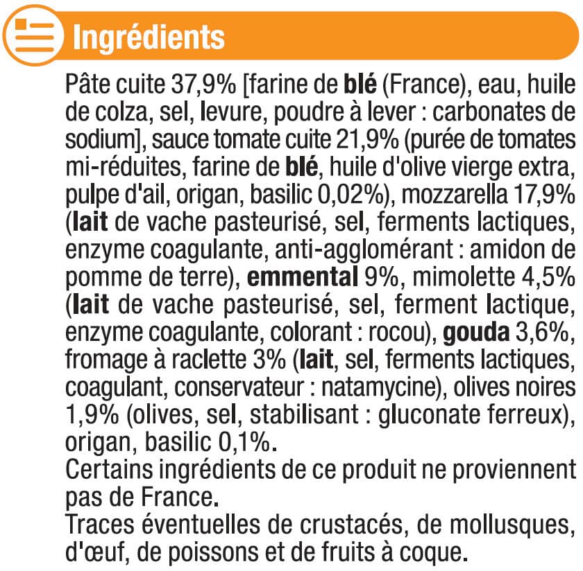 U Pizza aux 5 fromages packshot