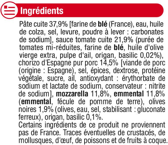 U Pizza au chorizo d'Espagne packshot
