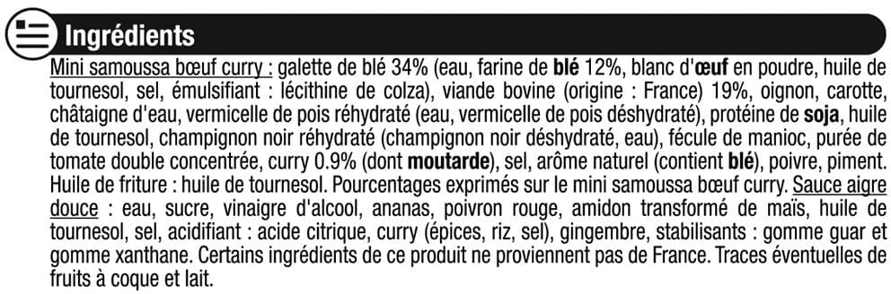 U Mini samoussas boeuf curry, x8 + sauce aigre douce - 240g packshot