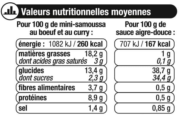 U Mini samoussas boeuf curry, x8 + sauce aigre douce - 240g packshot