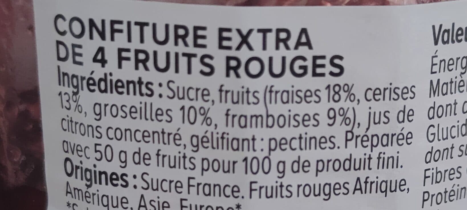 U Confiture extra 4 fruits pot de 370g packshot