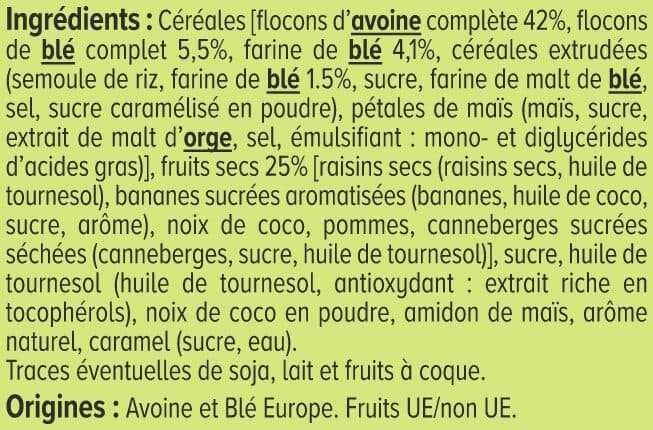 U Céréales Muesli croustillant aux fruits secs paquet 500g packshot