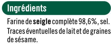 U Tartine croustillante seigle paquet de 250g packshot