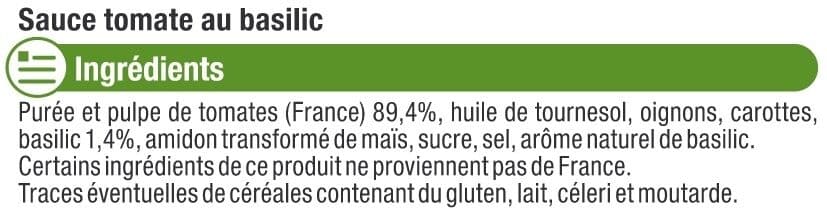U Sauce tomates et basilic bocal de 420g packshot