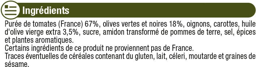U Sauce tomates et olives bocal de 420g packshot