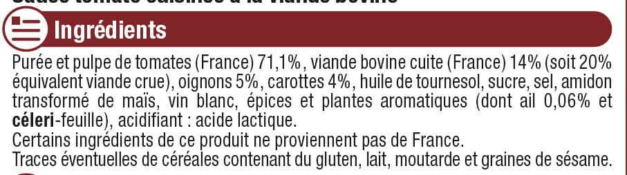 U Sauce bolognaise bocal de 446ml, 420g packshot