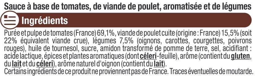 U Sauce bolognaise au poulet rissolé pot de 420g packshot