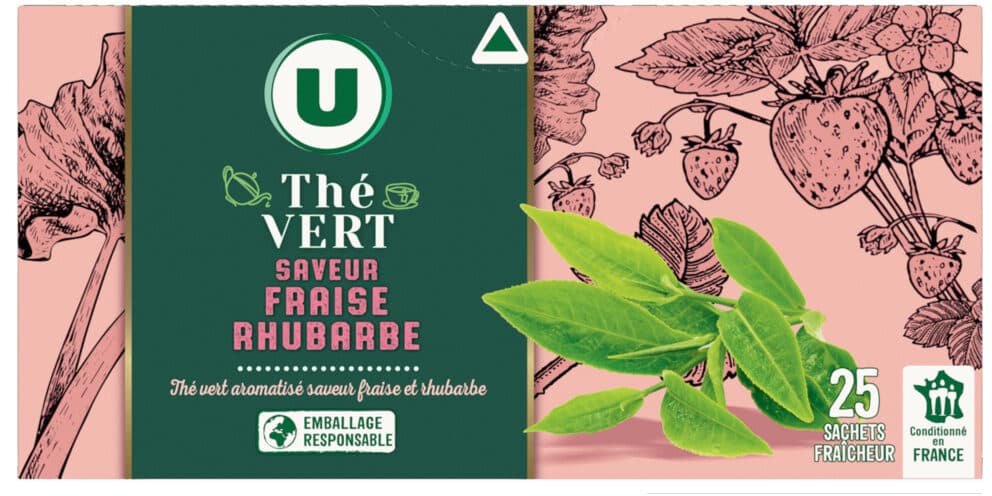 U Thé vert saveur fraise rhubarbe sachets x25 50g packshot