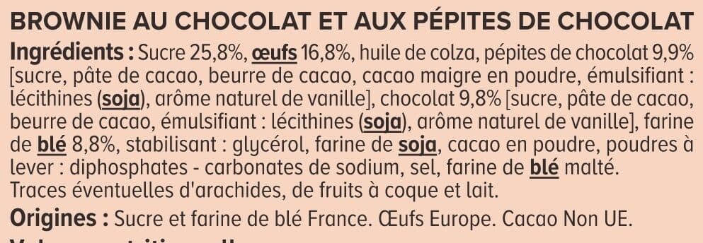 U Brownie choco pépites 285g packshot