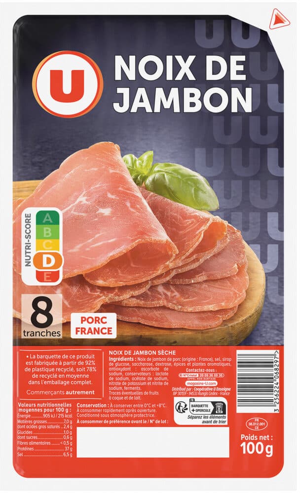 U Noix de jambon - x8 tranches, 100g packshot