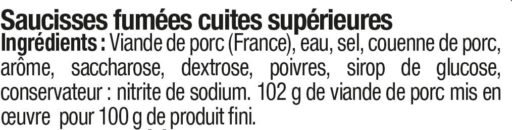 U Mini saucisses fumées nature supérieures cuites packshot