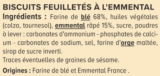 U Crackers feuilletés emmental paquet de 85g packshot