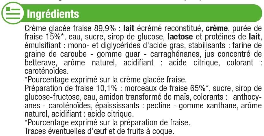 U Glace fraise avec morceaux de fraises packshot
