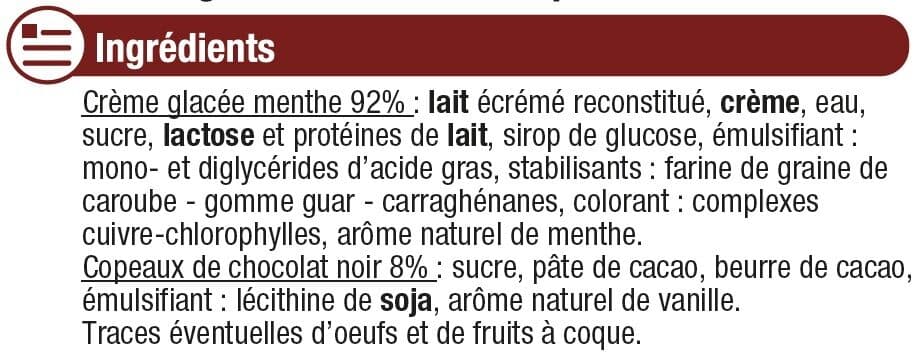 U Bac crème glacée menthe choco - 500g packshot