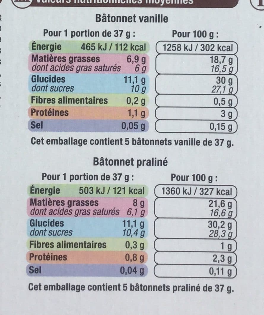 U Bâtonnets vanille, praliné packshot