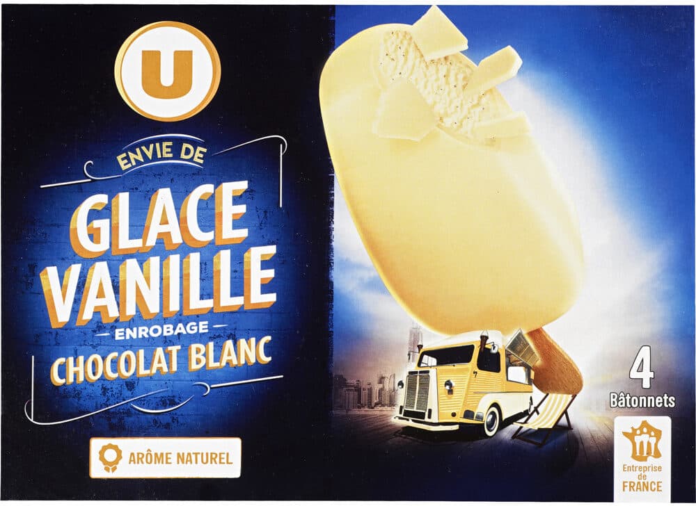 U Bâtonnets glacés envie chocolat blanc - X4 258g packshot
