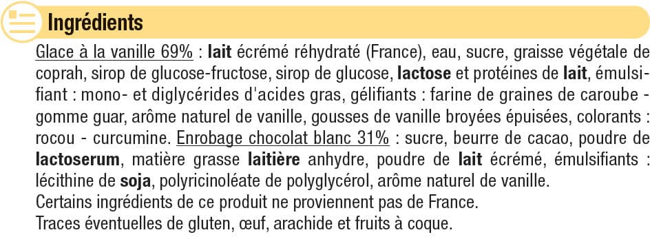 U Bâtonnets glacés envie chocolat blanc - X4 258g packshot