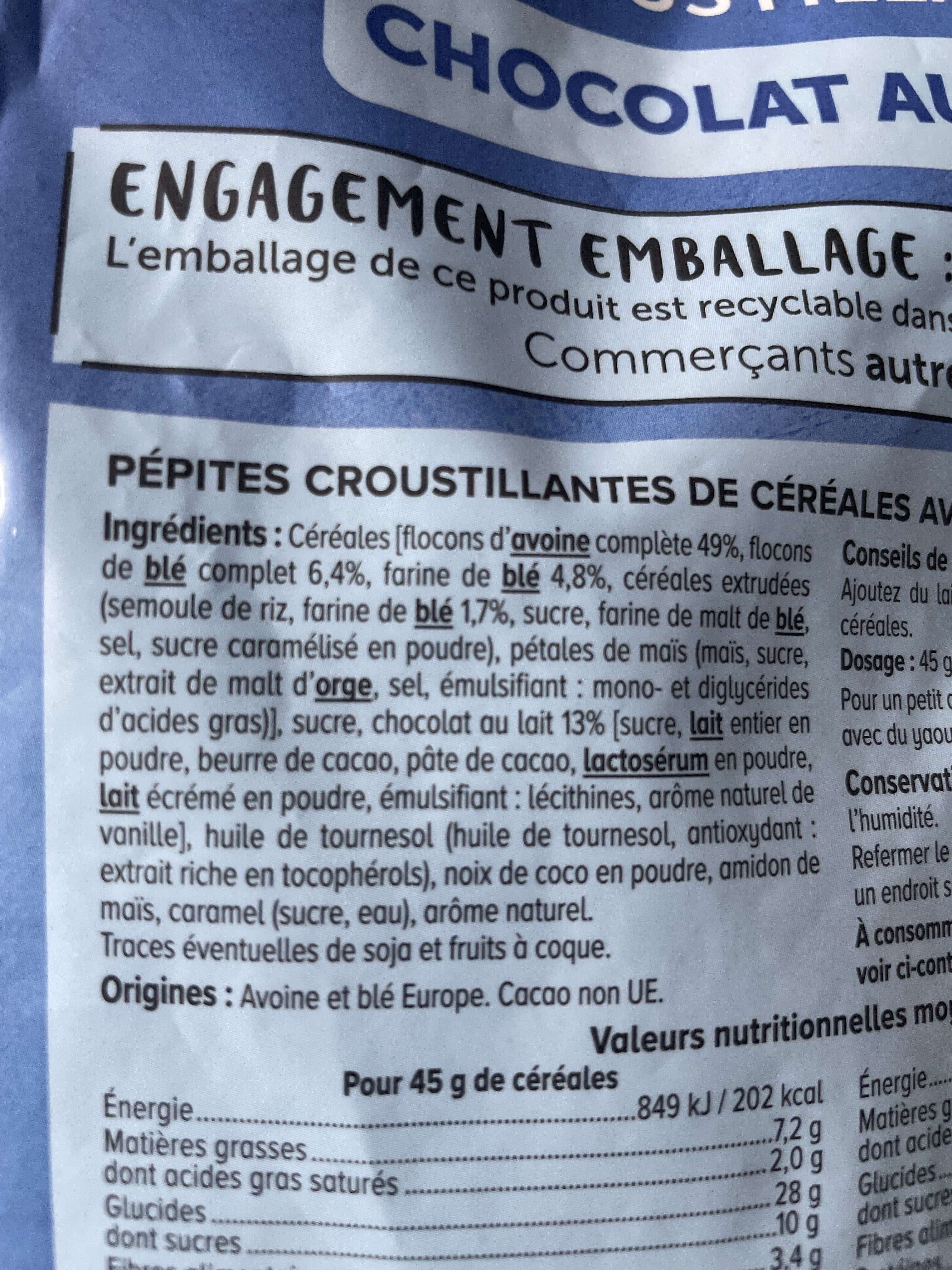 U Céréales Muesli croustillant au chocolat au lait 500g packshot