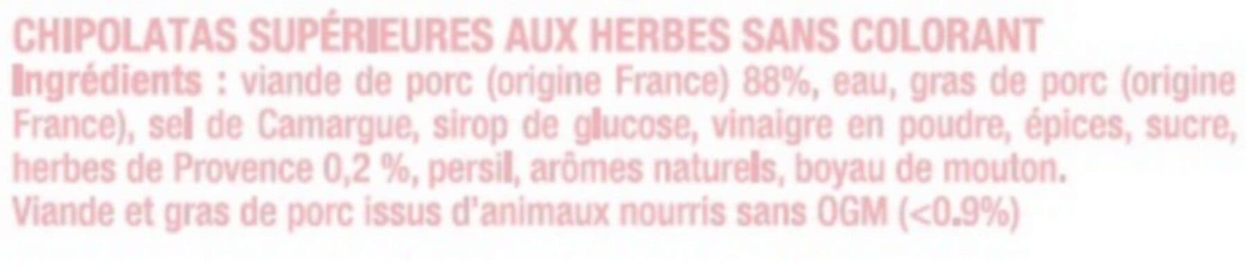 U Chipolata sans colorant aux herbes, France, 4 pièces, barquette, 220g packshot