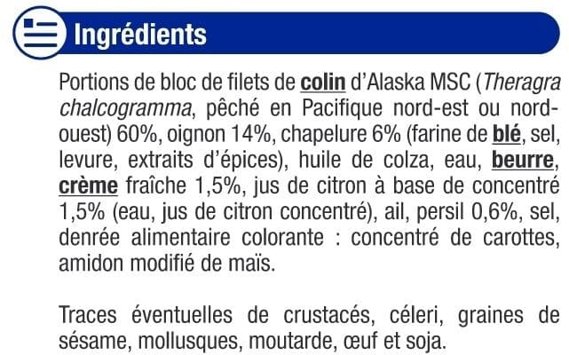 U Colin d'Alaska à la Bordelaise 400g packshot