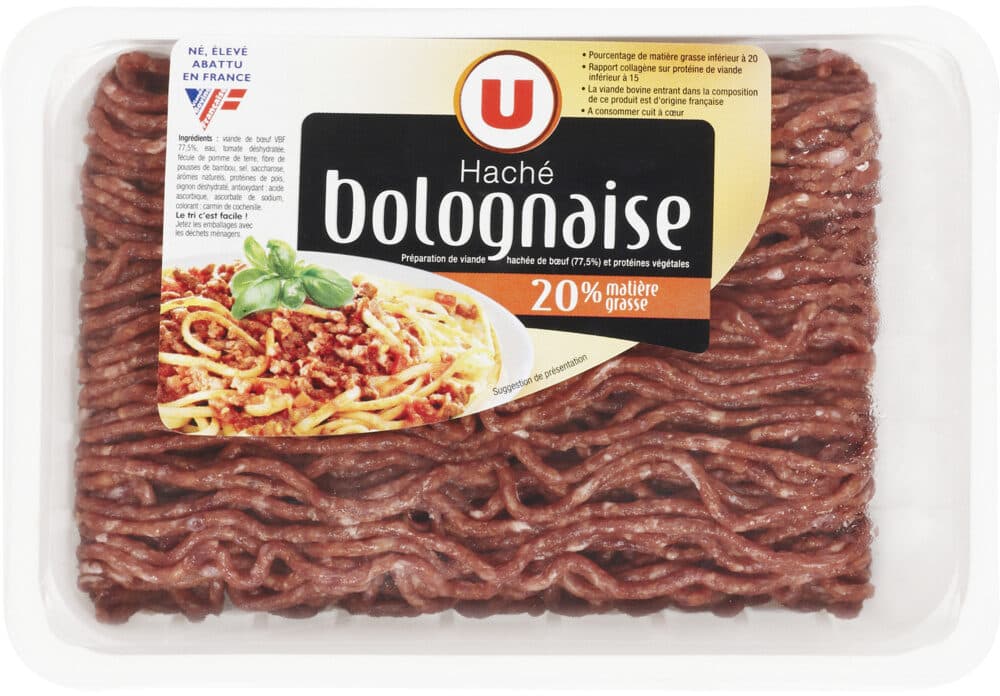 U Viande hachée bolognaise, 20% MAT.GR., France, VBF, 350g packshot