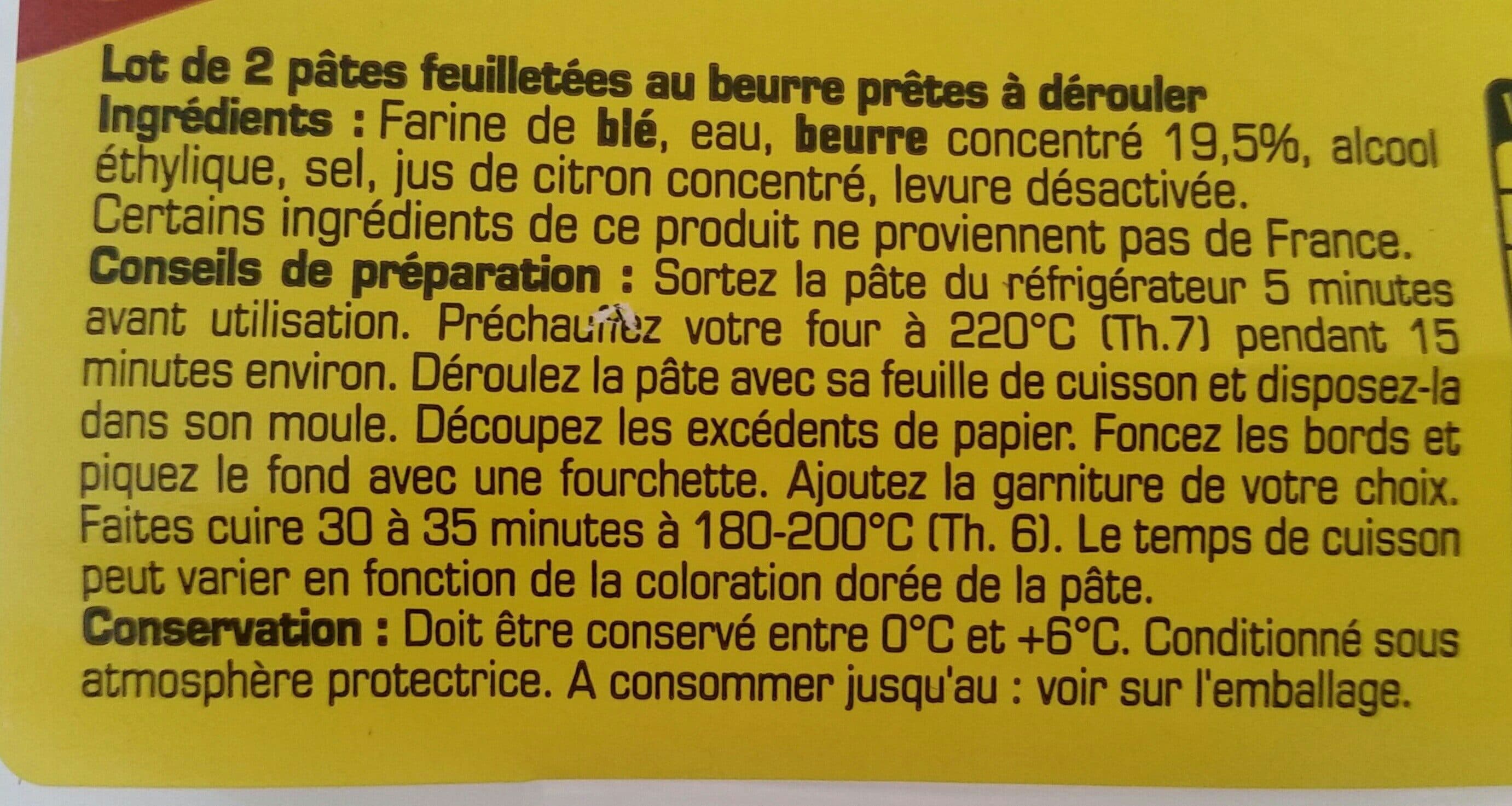 U Pâte à tarte feuilletée au beurre étalée packshot