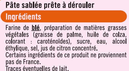 U Pâte à tarte sablée ronde prête à dérouler packshot