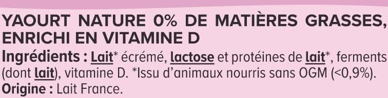 U Yaourt nature 0%MG, 12x125g packshot
