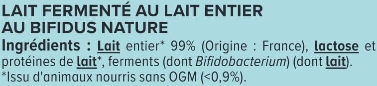 U Lait fermenté au bifidus nature 12x125g packshot