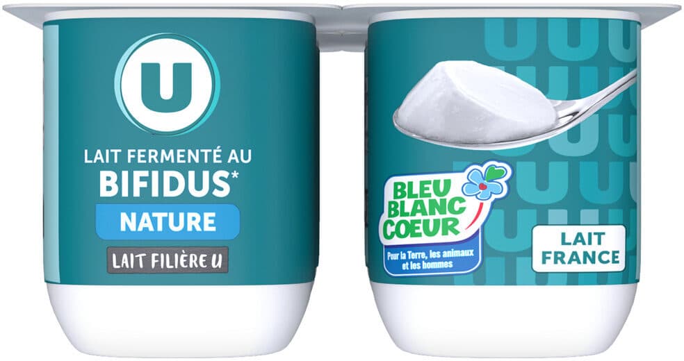U Lait fermenté au lait entier au bifidus nature 4x125g packshot