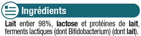 U Lait fermenté au lait entier au bifidus nature 4x125g packshot