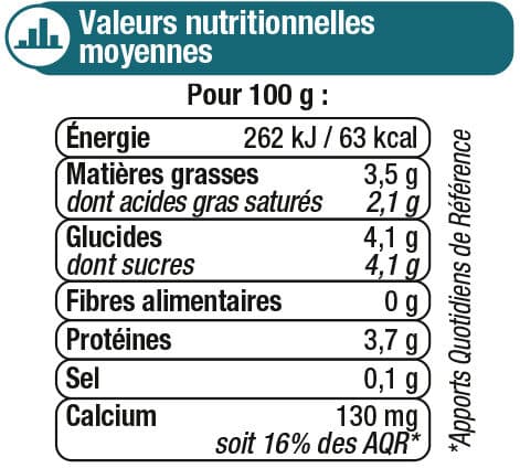 U Lait fermenté au lait entier au bifidus nature 4x125g packshot