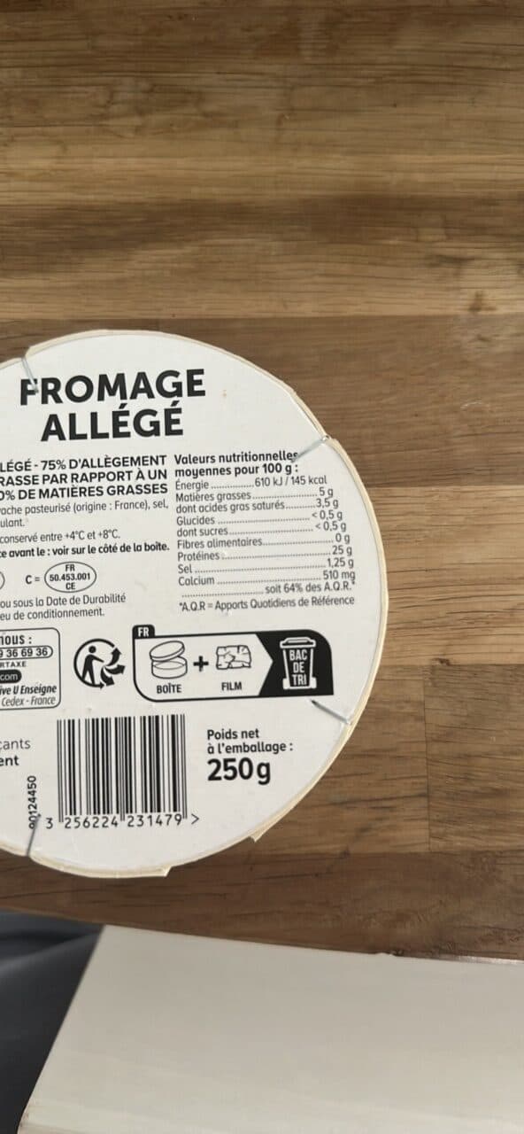 U Fromage léger au lait pasteurisé 5%MG, 250g packshot