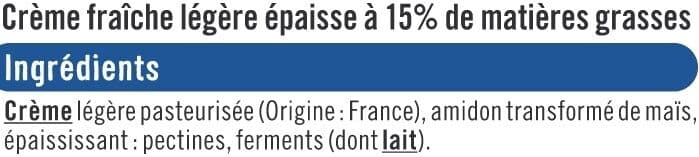 U Crème fraîche épaisse légère 15%MG, 20cl packshot