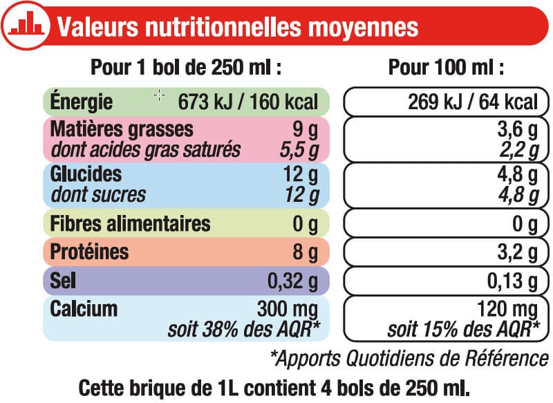 U Lait UHT entier - 6 briques de 1L packshot