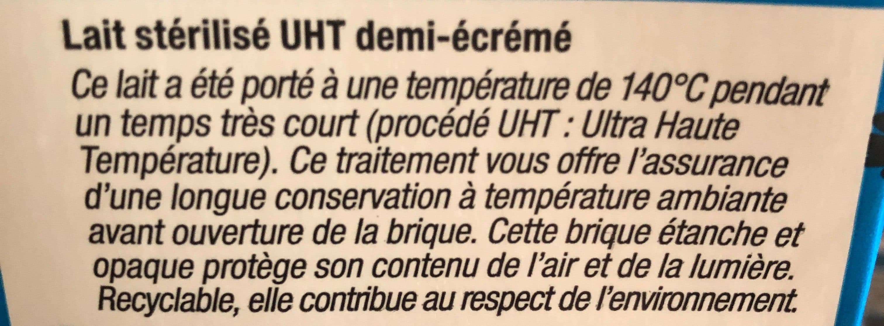U Lait UHT demi écrémé - 6 briques de 1L packshot