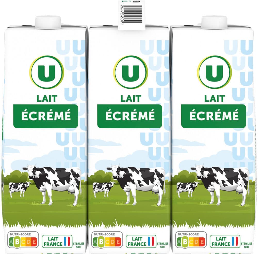 U Lait UHT écrémé - 6 briques de 1L packshot