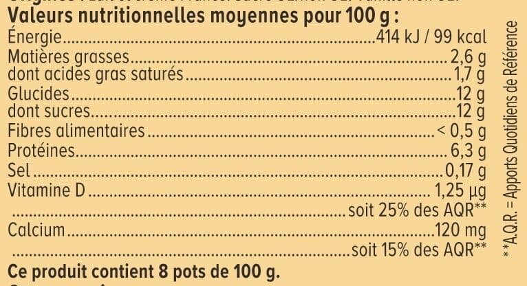 U Fromage blanc vanille 2,6%MG - 8x100g packshot