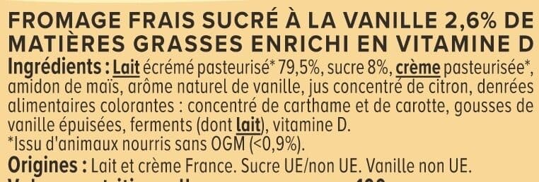U Fromage blanc vanille 2,6%MG - 8x100g packshot