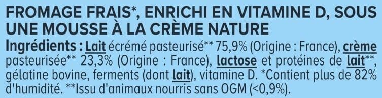 U Fromage blanc frais au lait pasteurisé mousse Duo Gourmand, 4x100g, 10,4%MG packshot