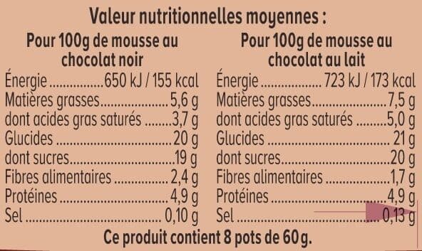 U Mousse chocolat au lait et chocolat noir panachée 8x60g packshot